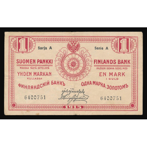 Finland, 1 Markka 1915, Serie A, 6400751