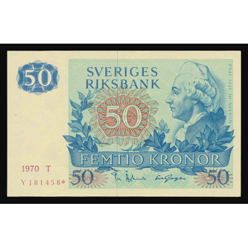 Sweden, 50 Kronor 1970, Y 181458*, Replacement