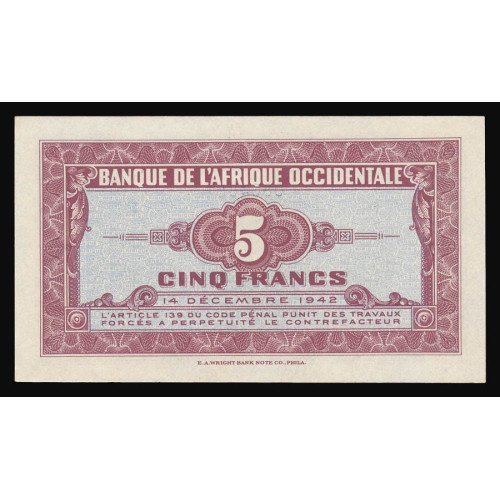 French West Africa, 5 Francs 1942, P 0804882