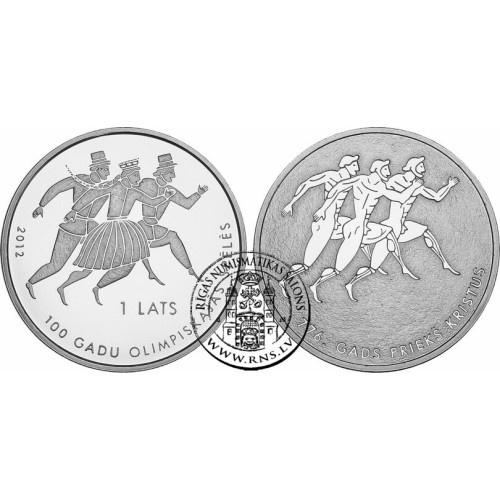 Latvia, 1 Lats 2012, 100 years in Olympic Games