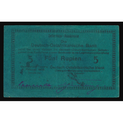 German East Africa, 5 Rupien 1916, H 2355