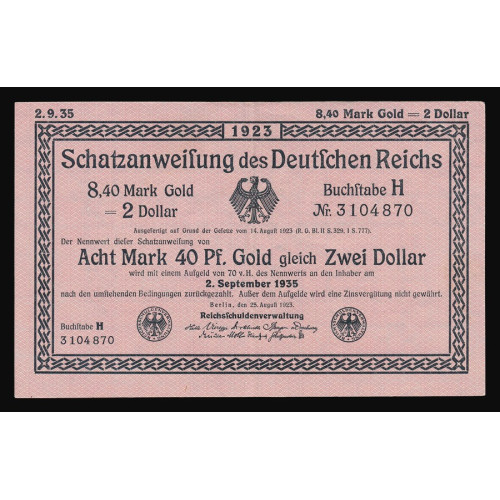 Germany, 8,40 Mark Gold / 2 Dollar 1923, H 3104870