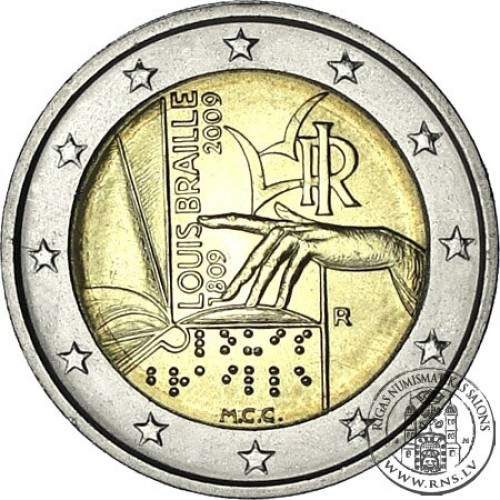 Italy, 2 Euro 2009, Louis Braille