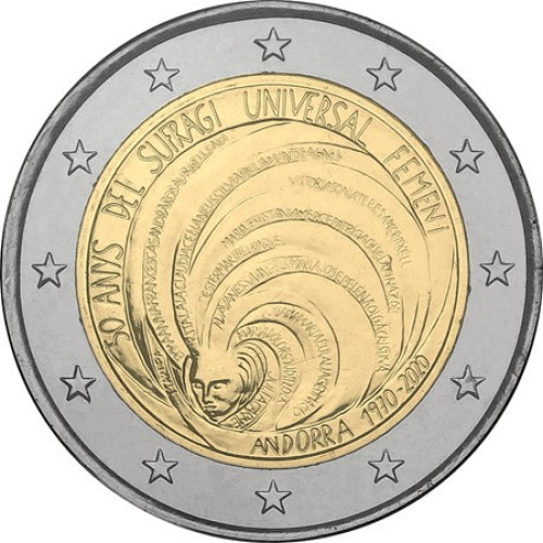 Andorra, 2 Euro 2020, 50 Years of Womens Suffrage