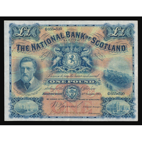 Scotland - The National Bank of Scotland, 1 Pound 1913, G 655-520