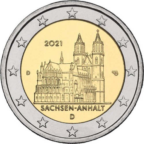 Germany, 2 Euro 2021, Sachsen-Anhalt - Magdeburg Cathedral (G)