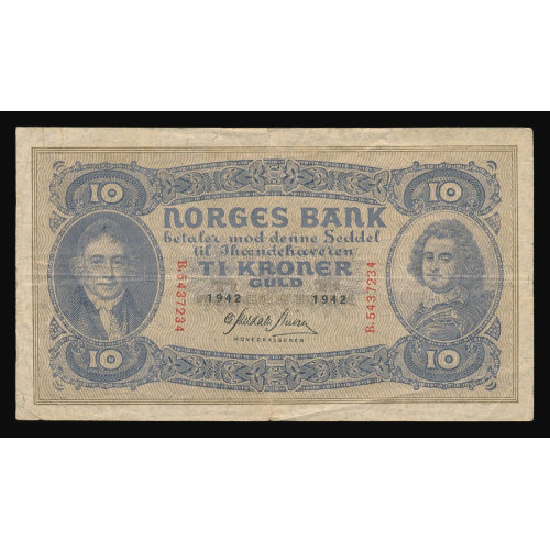 Norway, 10 Kroner 1942, B 5437234