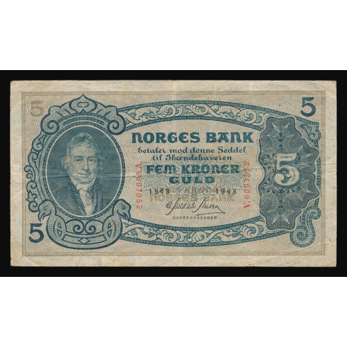 Norway, 5 Kroner 1943, V 6097952