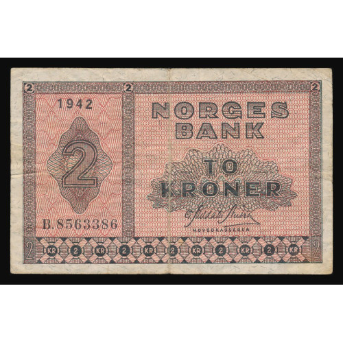 Norway, 2 Kroner 1942, B 8563386