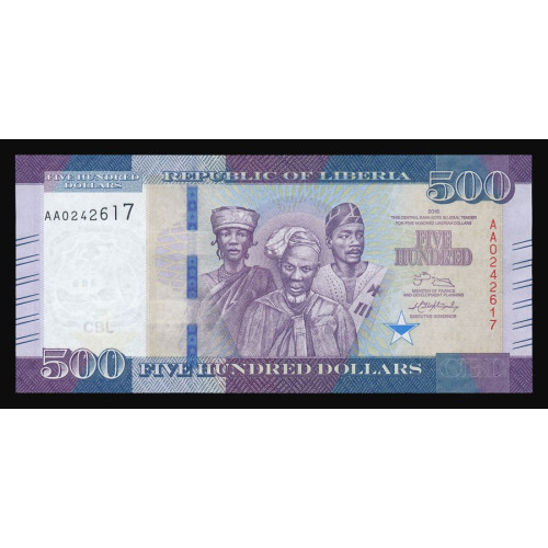 Liberia, 500 Dollars 2016