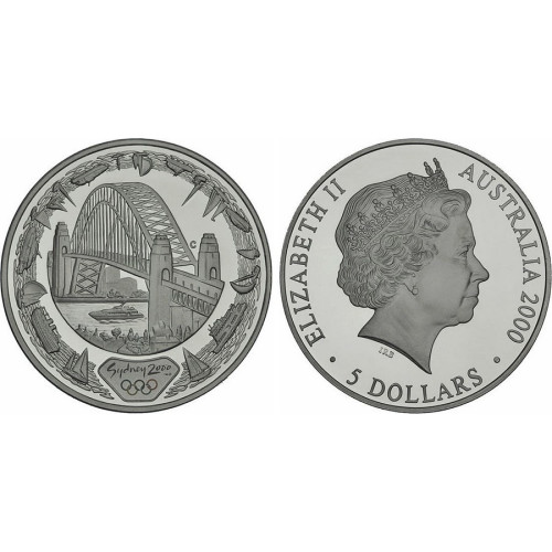 Australia, 5 Dollars 2000, Sydney Olympics - Sydney suspension bridge (1 Oz)
