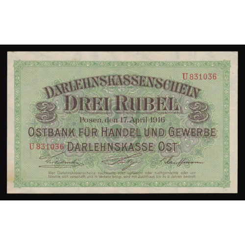 Germany, 3 Rubel 1916, U 831036