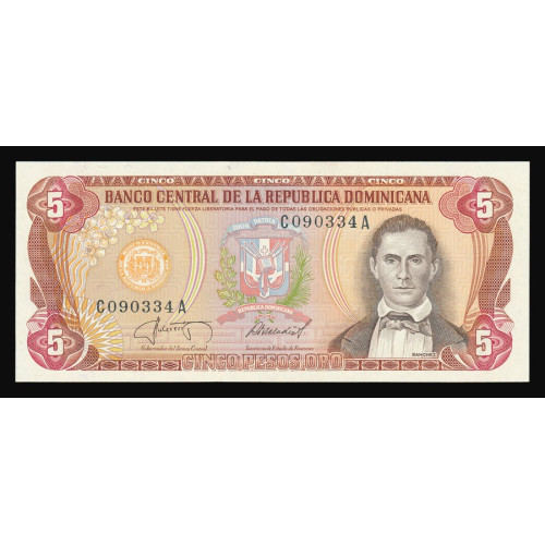 Dominican Republic, 5 Pesos Oro 1987