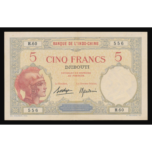 French Somaliland, 5 Francs 1926, H.60 556