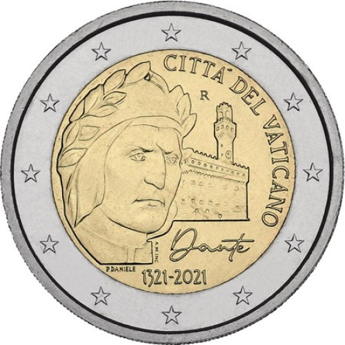 Vatican, 2 Euro 2021, Dante Alighieri