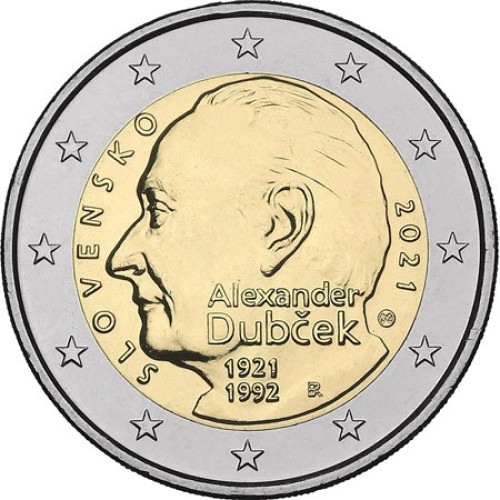 Slovakia, 2 Euro 2021, 100th Anniversary of the Birth of Alexander Dubcek