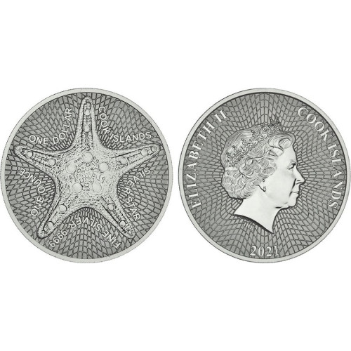 Cook Islands, 1 Dollar 2021, Starfish (1 Oz)