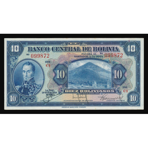 Bolivia, 10 Bolivianos 1928