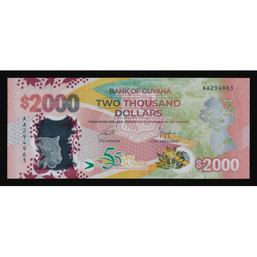 Guyana, 2000 Dollars 2022, Commemorative (Polymer)