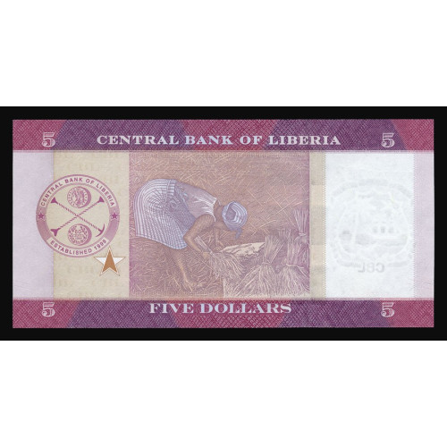 Liberia, 5 Dollars 2017