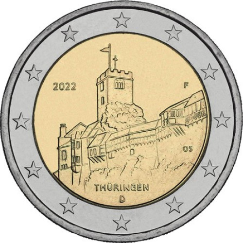 Germany, 2 Euro 2022, Wartburg Castle in Eisenach (J)