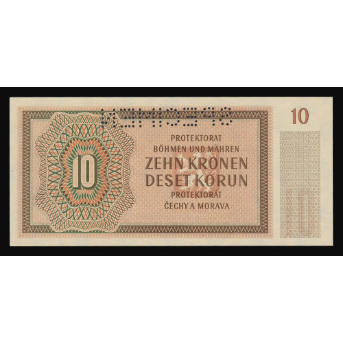 Bohemia & Moravia, 10 Korun 1942, 399243, SPECIMEN perf.