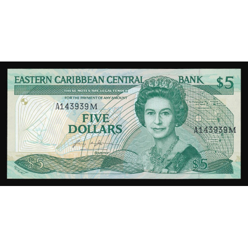 East Caribbean States, 5 Dollars 1986-88, A 143939 M