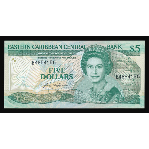 East Caribbean States, 5 Dollars 1986-88, B 485415 G