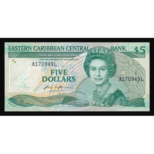 East Caribbean States, 5 Dollars 1986-88, A 170949 L