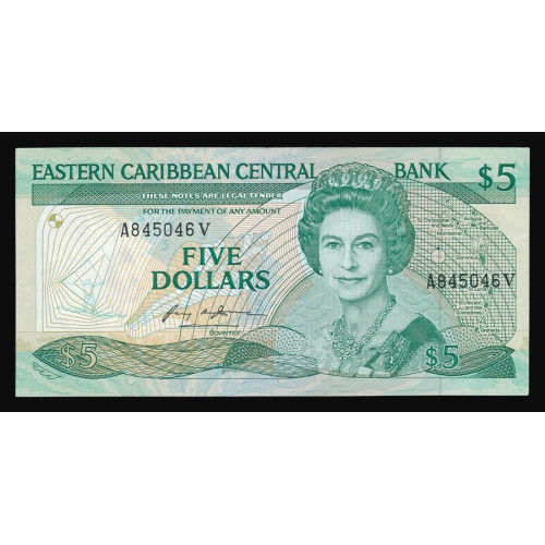 East Caribbean States, 5 Dollars 1986-88, A 845046 V