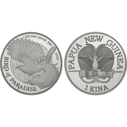 Papua New Guinea, 1 Kina 2022, Bird of Paradise (1 Oz)