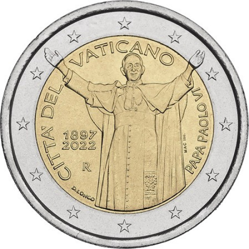 Vatican, 2 Euro 2022, 125th Anniversary of the birth of Pope Paul VI