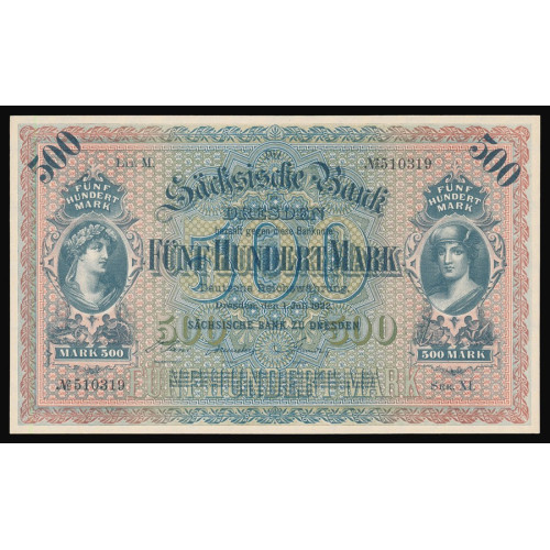 Germany - Bank of Saxony, 500 Mark 1922