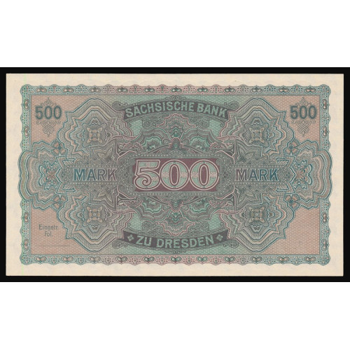 Germany - Bank of Saxony, 500 Mark 1922