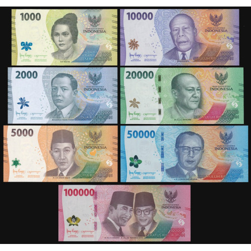 Indonesia, 1000-100000 Rupiah 2022 (7 notes)