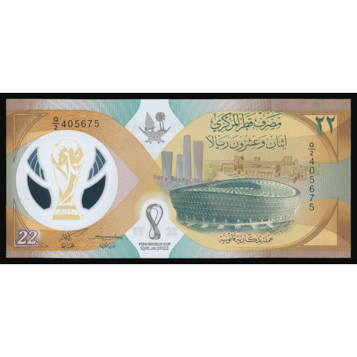 Qatar, 22 Riyals 2022, Commemorative (Polymer) (in folder)