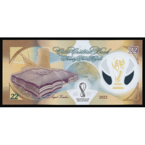 Qatar, 22 Riyals 2022, Commemorative (Polymer) (in folder)