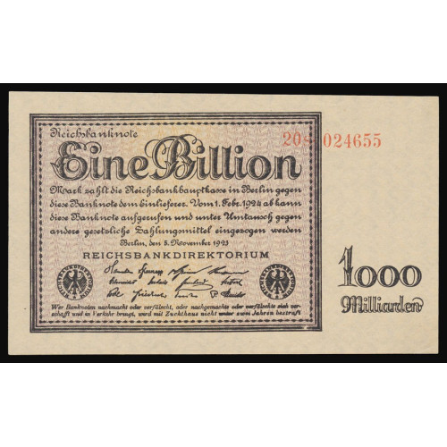 Germany, 1 Billion Mark 1923, 20S 024655