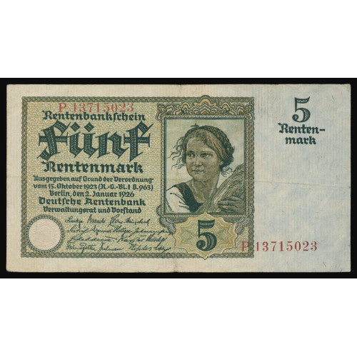 Germany, 5 Rentenmark 1926, P 13715023