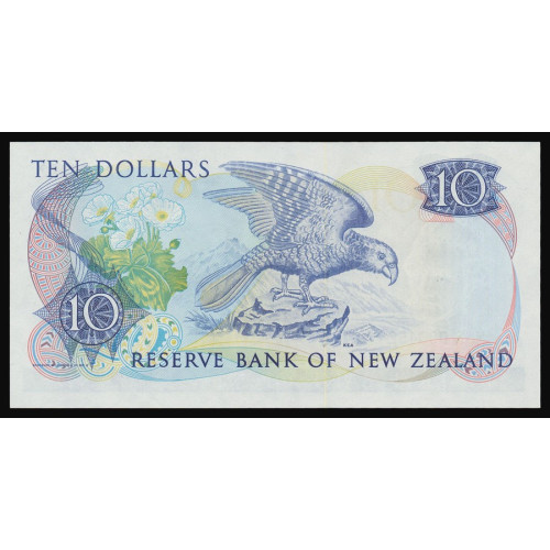 New Zealand, 10 Dollars 1985-89 (Low number)