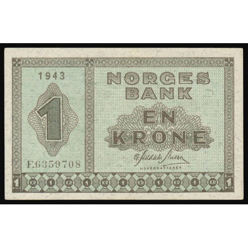 Norway, 1 Krone 1943, F 6359708