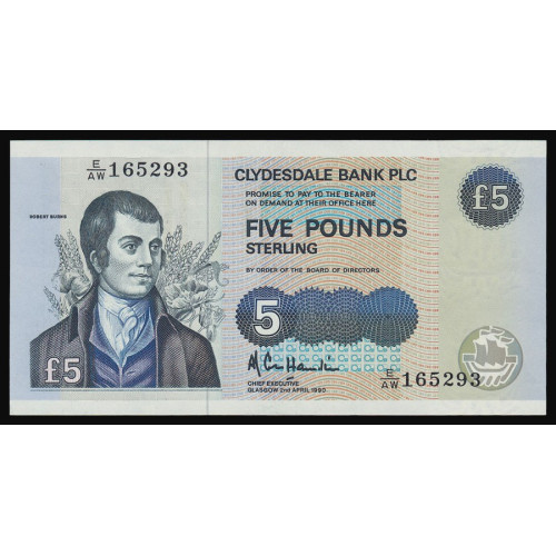 Scotland - Clydesdale Bank PLC, 5 Pounds 1990, E/AW 165293