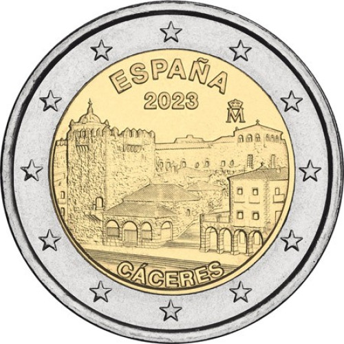 Spain, 2 Euro 2023, Old Town of Caceres