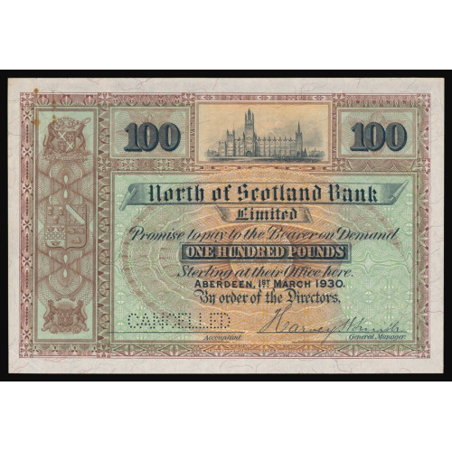 Scotland - North of Scotland Bank Limited, 100 Pounds 1930, Specimen