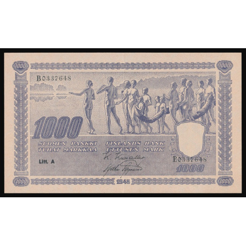 Finland, 1000 Markkaa 1945, B 0337648 (Litt. A)