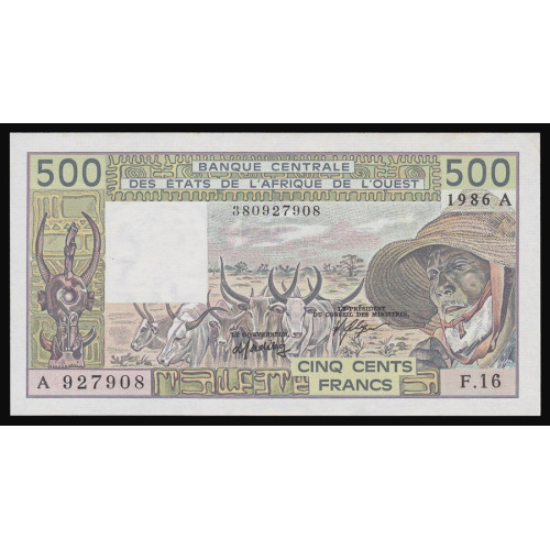 West African States (Ivory Coast), 500 Francs 1986 (A)