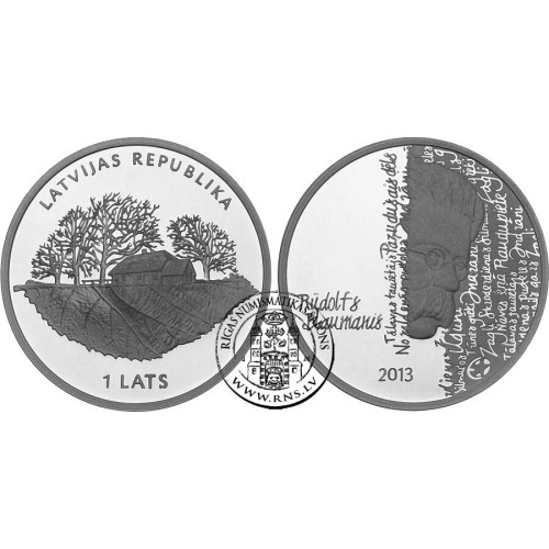 Latvia, 1 Lats 2013, Rūdolfs Blaumanis