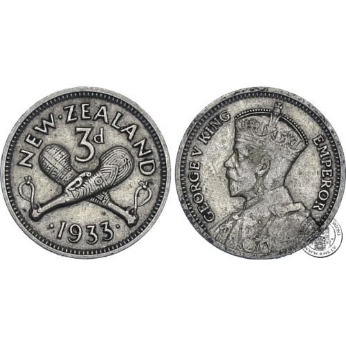 New Zealand, 3 pence 1933