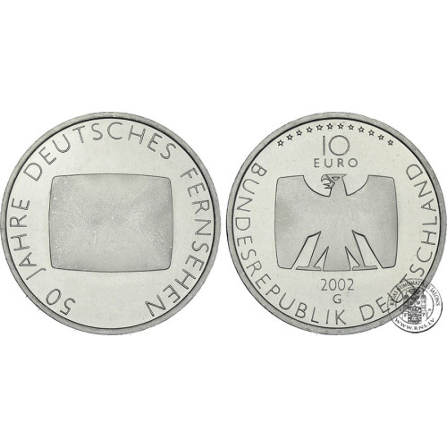 Germany, 10 Euro 2002 G, 50 Years - German Television