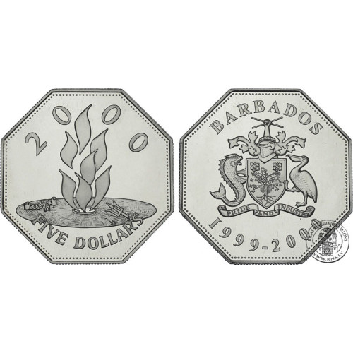 Barbados, 5 Dollars 2000, Millennium